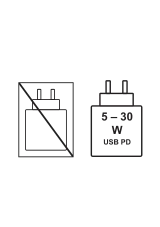 Piktogram braku ładowarki w zestawie (5-30 W USB PD)